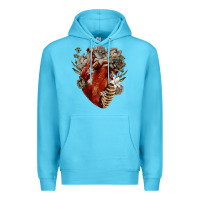 Ocean Blue Flower anatomical heart Premium Hoodie - RanaPortraitStore
