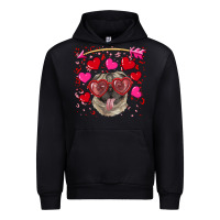 Black Valentine's day  pug Urban Hoodie - RanaPortraitStore