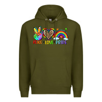 Army Green peace love pride Premium Hoodie - Zillion Design Studio