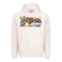 Pale Pink peace love pride Premium Hoodie - Zillion Design Studio