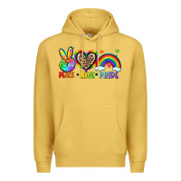Antique Gold peace love pride Premium Hoodie - Zillion Design Studio