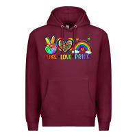 Burgundy peace love pride Premium Hoodie - Zillion Design Studio