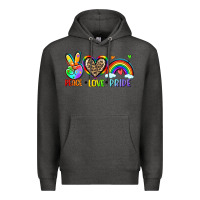 Charcoal Heather peace love pride Premium Hoodie - Zillion Design Studio