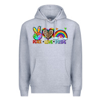 Heather Grey peace love pride Premium Hoodie - Zillion Design Studio