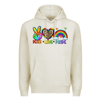 Oatmeal Heather peace love pride Premium Hoodie - Zillion Design Studio