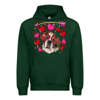 Forest Green valentine's day  saint bernard dog Urban Hoodie - RanaPortraitStore