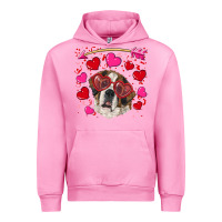 Fuchsia Pink valentine's day  saint bernard dog Urban Hoodie - RanaPortraitStore