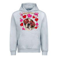 Heather Grey valentine's day  saint bernard dog Urban Hoodie - RanaPortraitStore