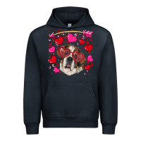 Navy valentine's day  saint bernard dog Urban Hoodie - RanaPortraitStore