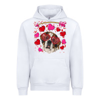 White valentine's day  saint bernard dog Urban Hoodie - RanaPortraitStore