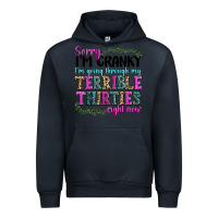 Navy sorry im cranky im going through my terrible thirties right now Urban Hoodie - texasbilliewilder