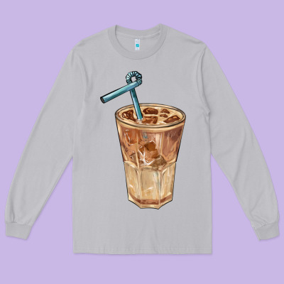 Iced Latte Long Sleeve Tee Designed By Barkaloodesign