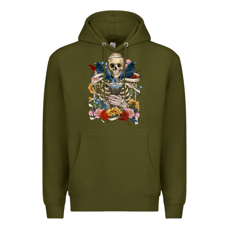 Flower Boho Skull Skeleton Premium Hoodie by RanaPortraitStore | Teevron