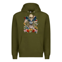 Army Green Flower Boho Skull Skeleton Premium Hoodie - RanaPortraitStore