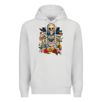 Dove Grey Flower Boho Skull Skeleton Premium Hoodie - RanaPortraitStore