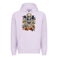 Lilac Flower Boho Skull Skeleton Premium Hoodie - RanaPortraitStore