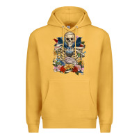 Mustard Flower Boho Skull Skeleton Premium Hoodie - RanaPortraitStore