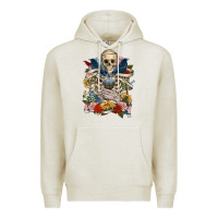 Oatmeal Heather Flower Boho Skull Skeleton Premium Hoodie - RanaPortraitStore
