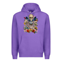 Purple Flower Boho Skull Skeleton Premium Hoodie - RanaPortraitStore