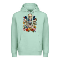 Seafoam Flower Boho Skull Skeleton Premium Hoodie - RanaPortraitStore