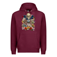Burgundy Flower Boho Skull Skeleton Premium Hoodie - RanaPortraitStore