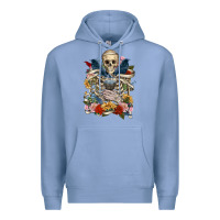 Colony Blue Flower Boho Skull Skeleton Premium Hoodie - RanaPortraitStore