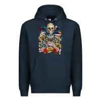Navy Flower Boho Skull Skeleton Premium Hoodie - RanaPortraitStore