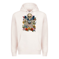 Pale Pink Flower Boho Skull Skeleton Premium Hoodie - RanaPortraitStore