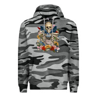 Slate Camo Flower Boho Skull Skeleton Premium Hoodie - RanaPortraitStore