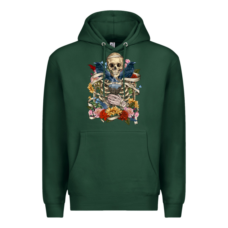 Flower Boho Skull Skeleton Premium Hoodie by RanaPortraitStore | Teevron