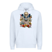 White Flower Boho Skull Skeleton Premium Hoodie - RanaPortraitStore
