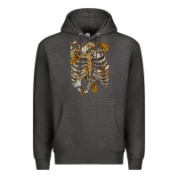 Charcoal Heather Flower rib cage bees Premium Hoodie - RanaPortraitStore