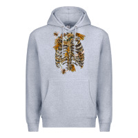 Heather Grey Flower rib cage bees Premium Hoodie - RanaPortraitStore