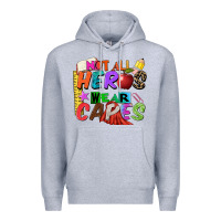 Heather Grey not all heros wear capes Premium Hoodie - Zillion Design Studio