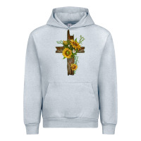 Heather Grey sunflower cross Urban Hoodie - texasbilliewilder