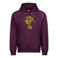 Mauve Wine sunflower cross Urban Hoodie - texasbilliewilder