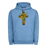 Pigment Pebble Blue sunflower cross Urban Hoodie - texasbilliewilder
