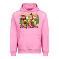 Fuchsia Pink merry christmas wine glasses Urban Hoodie - Zillion Design Studio