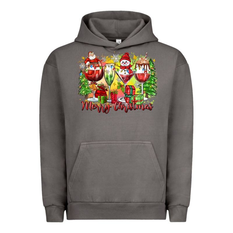 Merry Christmas Wine Glasses Urban Hoodie by Zillion Design Studio | Teevron