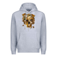 Heather Grey Flower Skeleton Bees Premium Hoodie - RanaPortraitStore