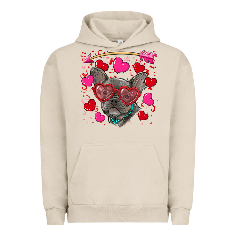 Valentine's Day French Bulldog Puppy Urban Hoodie by RanaPortraitStore | Teevron