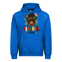 Cobalt teacher life afro messy bun Urban Hoodie - texasbilliewilder