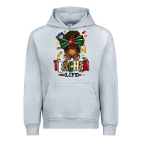 Heather Grey teacher life afro messy bun Urban Hoodie - texasbilliewilder