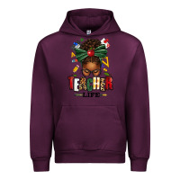 Mauve Wine teacher life afro messy bun Urban Hoodie - texasbilliewilder