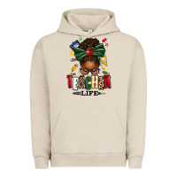 Pigment French Oak teacher life afro messy bun Urban Hoodie - texasbilliewilder