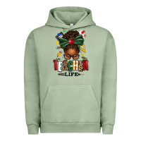 Pigment Oil Green teacher life afro messy bun Urban Hoodie - texasbilliewilder