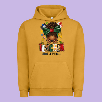 Urban Hoodie teacher life afro messy bun