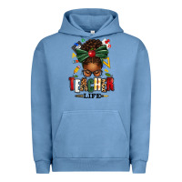 Pigment Pebble Blue teacher life afro messy bun Urban Hoodie - texasbilliewilder