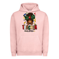 Pigment Salmon teacher life afro messy bun Urban Hoodie - texasbilliewilder