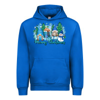 Cobalt merry christmas snowman gnomes Urban Hoodie - Zillion Design Studio